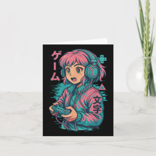 Vaporwave Gamer Girl Japanese Art Anime Manga Grap Card