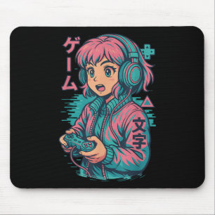 Vaporwave Gamer Girl Japanese Art Anime Manga Grap Mouse Pad