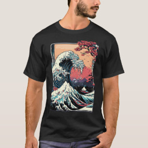 Vaporwave Glitch Aesthetic Great Wave off Kanagawa T-Shirt