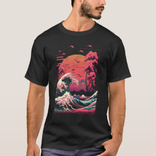 Vaporwave Glitch Aesthetic Great Wave off Kanagawa T-Shirt