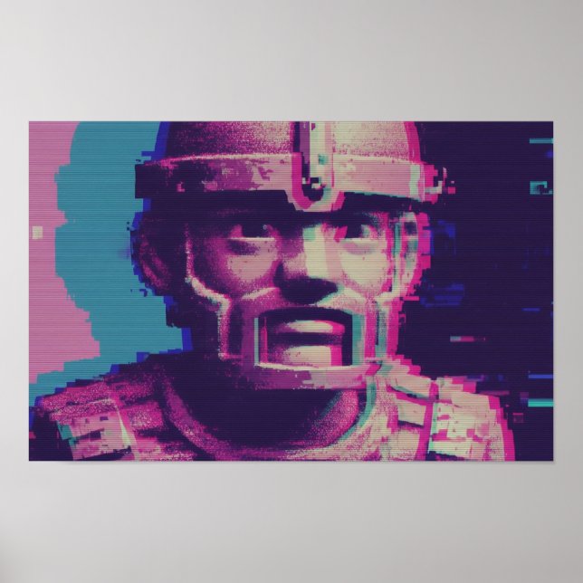 Vaporwave Glitch Art Portrait Poster (Front)