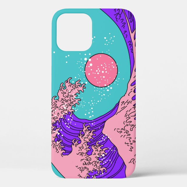 Vaporwave Great Wave: Stylised Ocean Art Case-Mate iPhone Case (Back)