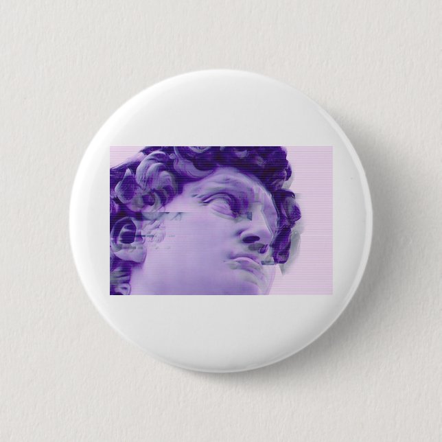 Vaporwave greek glitch statue 6 cm round badge (Front)