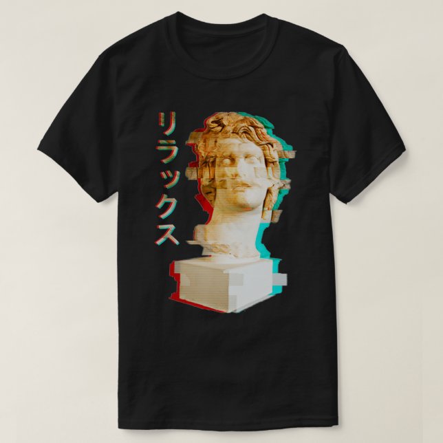 Vaporwave Greek Statue Helios with Aesthetic Glitc T-Shirt (Design Front)