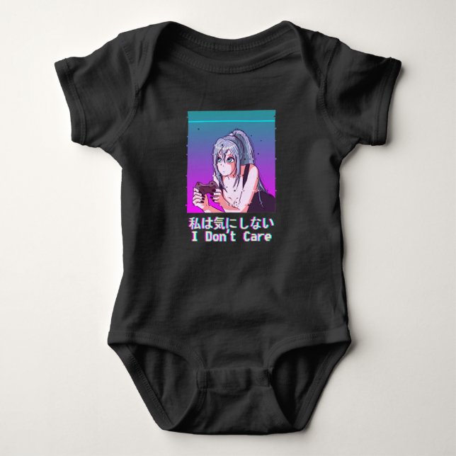 Vaporwave Japan Fashion Sad Gaming Anime Girl Baby Bodysuit (Front)