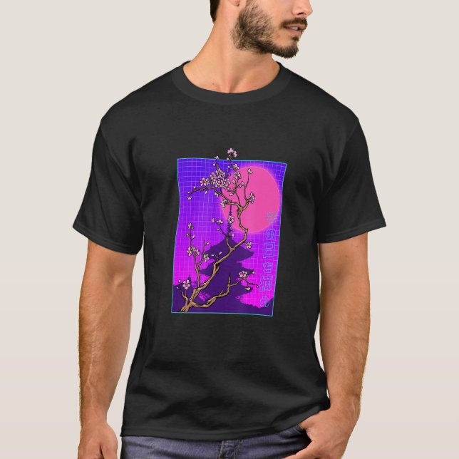 Vaporwave Japanese Cherry Blossom Japan Sakura Flo T-Shirt (Front)
