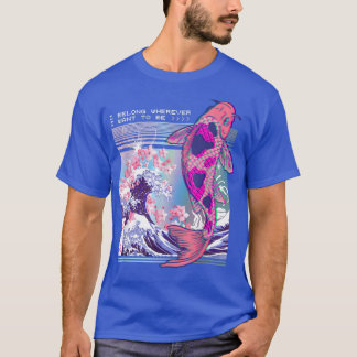 Vaporwave Japanese Koi Sakura Cherry Blossom Nishi T-Shirt