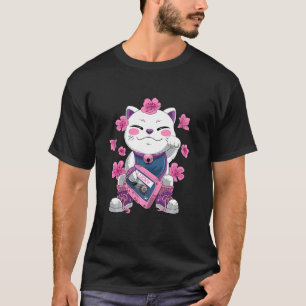 Vaporwave Japanese Retro Maneki Neko Lucky Cat T-Shirt