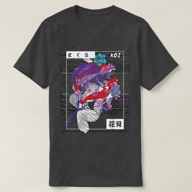 Vaporwave Koi Fish Japan Sakura Carp Breeder1344 T-Shirt (Design Front)