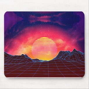 Vaporwave landscape with rocks mouse pad