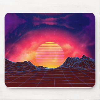 Vaporwave landscape with rocks mouse pad