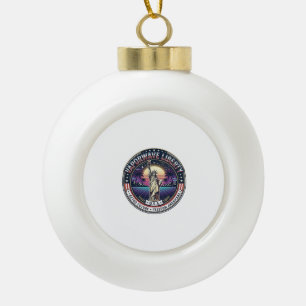 Vaporwave Liberty Patriotic Patriotic Vaporwave Re Ceramic Ball Christmas Ornament