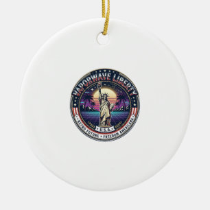 Vaporwave Liberty Patriotic Patriotic Vaporwave Re Ceramic Ornament