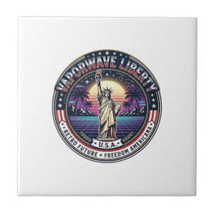Vaporwave Liberty Patriotic Patriotic Vaporwave Re Ceramic Tile