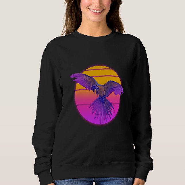 Vaporwave Macaw Parrot Tropical Bird Birdwatching Sweatshirt (Front)