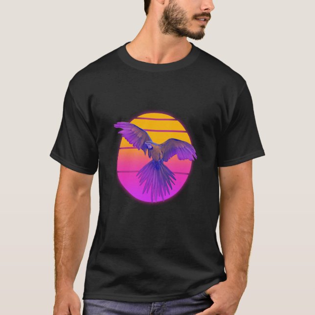 Vaporwave Macaw Parrot Tropical Bird Birdwatching T-Shirt (Front)