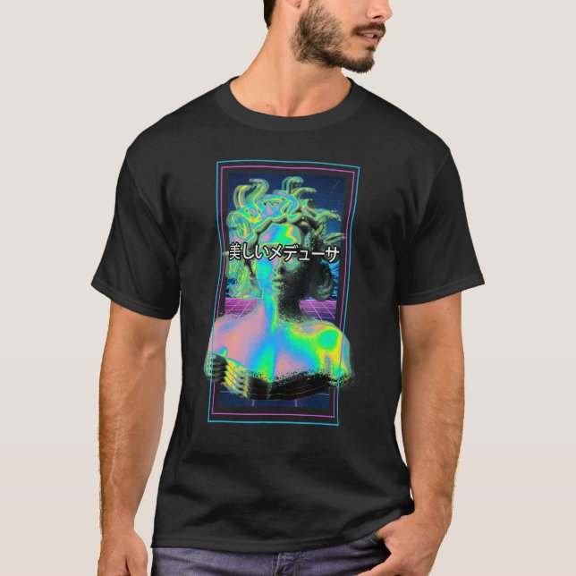 Vaporwave Medusa Mythology Gorgon in Greek Medusa  T-Shirt (Front)