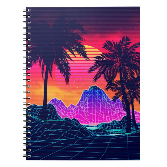 Vaporwave rocks and palm trees notebook (Front)