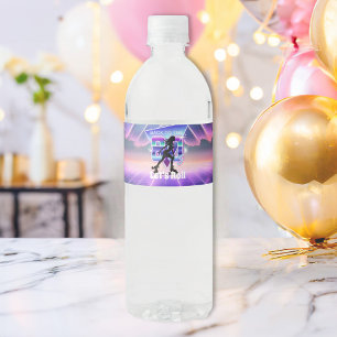 Vaporwave Roller Skate Birthday Party Water Bottle Label