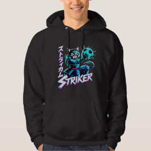 Vaporwave Samurai Striker Cat For Anime Gamers Hoodie