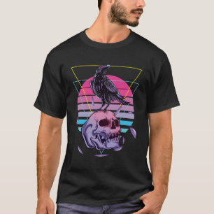 Vaporwave Skull And Crow Aesthetic Pastel Goth T-Shirt