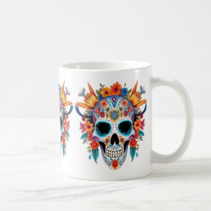 Vaporwave_Skull_Sunset_with_Neon_Tropical_Vibes-re Coffee Mug