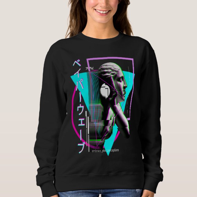Vaporwave Statue Aesthetic Glitch Japanese Otaku Sweatshirt (Front)