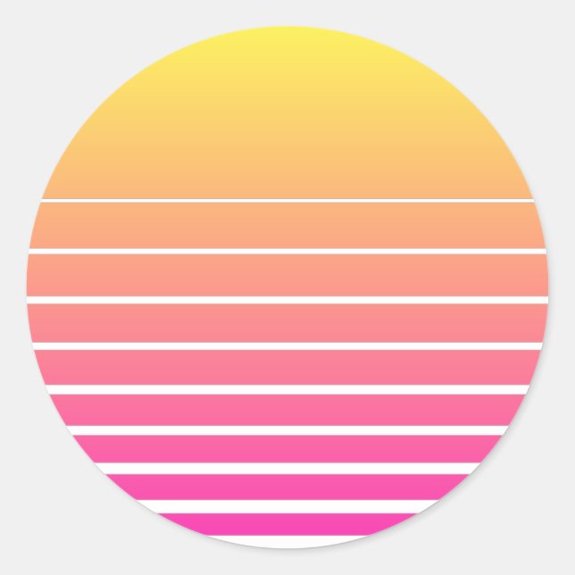 Vaporwave Sun Classic Round Sticker (Front)
