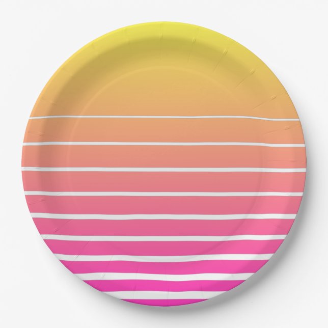 Vaporwave Sun Paper Plate (Front)