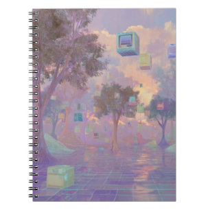 Vaporwave Sunset Glitch Forest Notebook