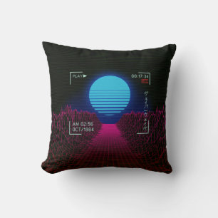 Vaporwave Sunset Landscape Cushion