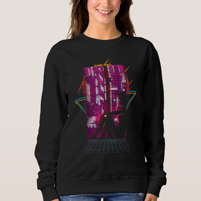 Vaporwave Synth Sad Girl Retro Design Sweatshirt (Front)