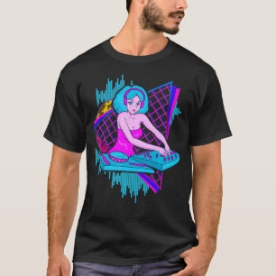 Vaporwave Synthwave DJ Girl 1980s and 1990s Gift T-Shirt