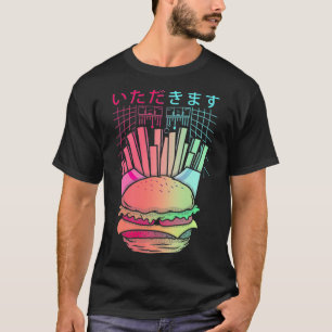 Vaporwave Synthwave Retrowave Burger and Fries Fas T-Shirt