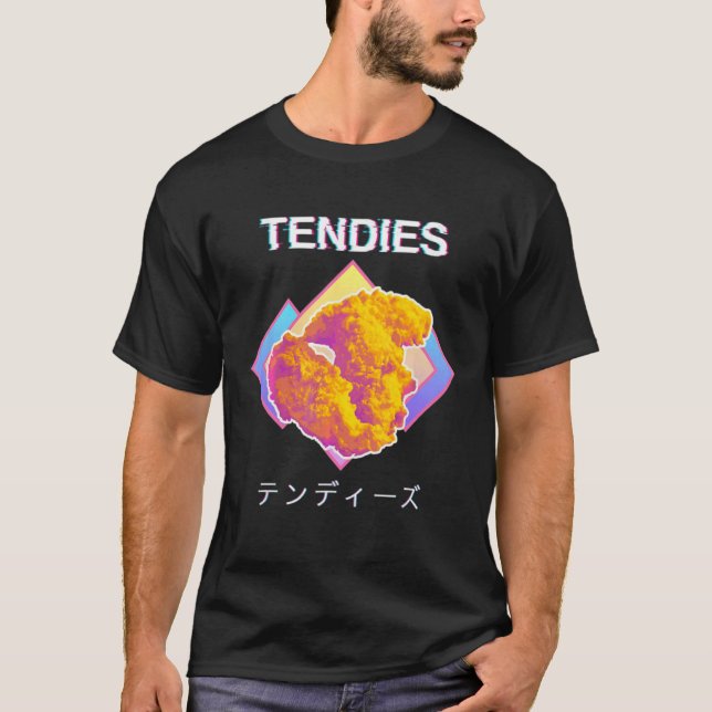 Vaporwave Tendies Chicken Tenders Japanese Kanji T-Shirt (Front)