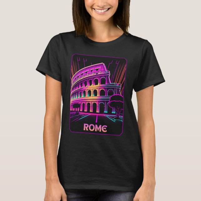 Vaporwave The Colosseum Rome Italy Retro 80s T-Shirt (Front)