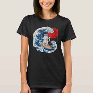 Vaporwave The Japanese Neko Great Cat Wave Sushi R T-Shirt