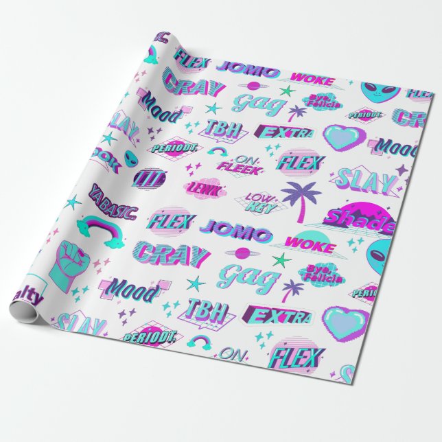 Vaporwave TikTok Trending Gift Wrap Wrapping Paper (Unrolled)