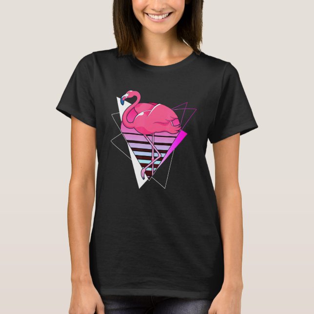 Vaporwave Tropical Bird Zoo Animal 80s Art Pink Fl T-Shirt (Front)