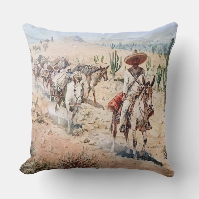 “Vaquero Pack Train” by Edward Borein Cushion (Front)