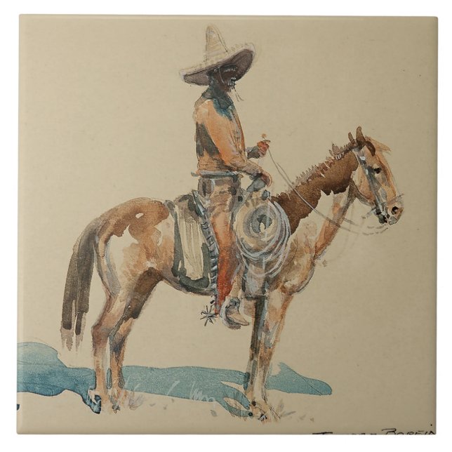 “Vaquero” Western Art by Edward Borein Ceramic Tile (Front)