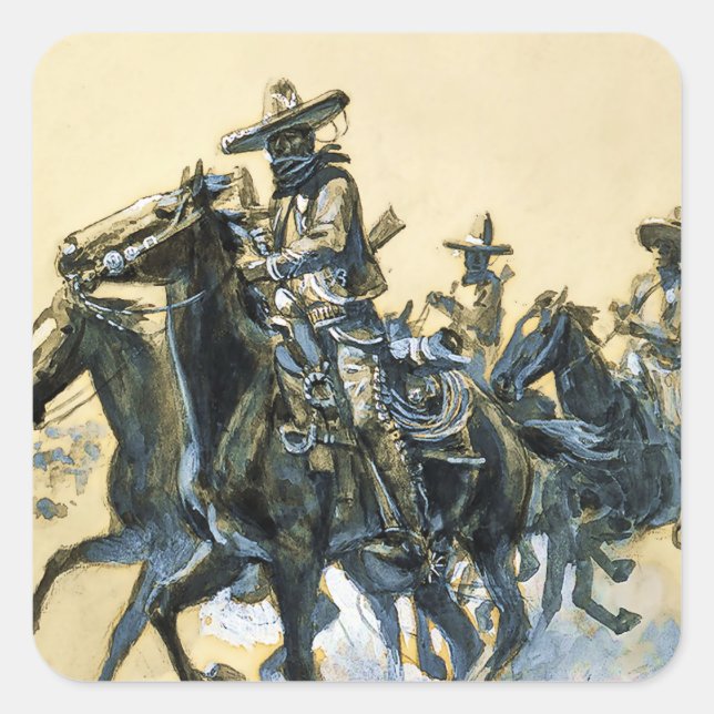 “Vaqueros” Western Art by Charles M Russell Square Sticker (Front)