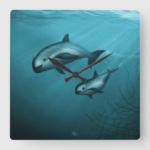 Vaquita Porpoises Square Wall Clock