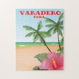 Varadero Cuban beach travel poster Jigsaw Puzzle