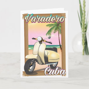 Varadero Cuban vintage scooter poster Holiday Card
