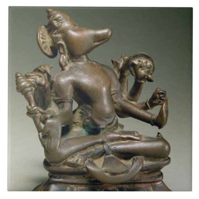 Varaha, Gurjara Pratihara, Tamil Nadu (bronze) Ceramic Tile (Front)