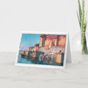 Varanasi, Hiroshi Yoshida, Woodcut Card