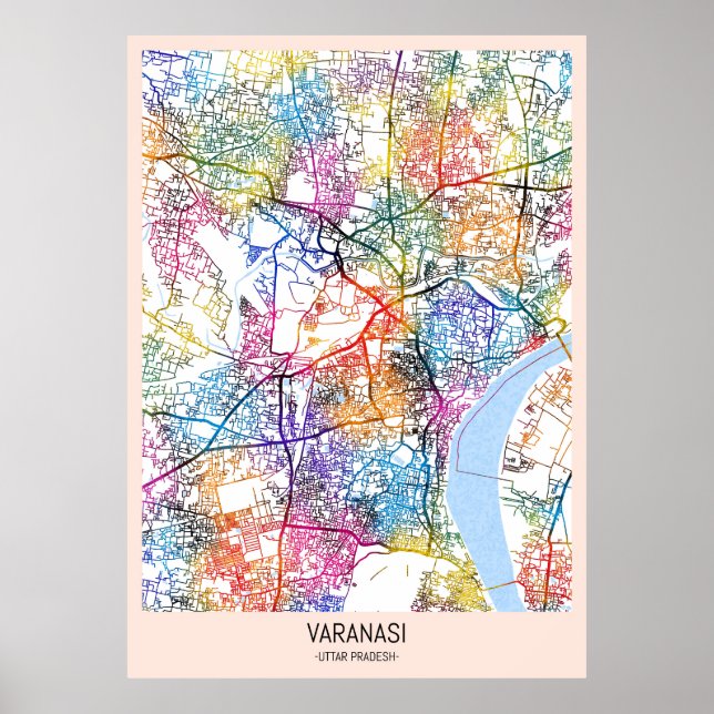 Varanasi Uttar Pradesh City Map Poster (Front)