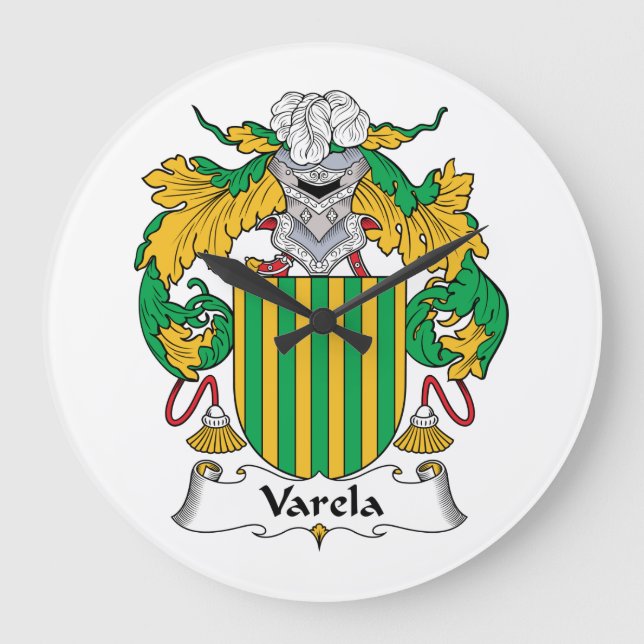 Varela Family Crest Large Clock (Front)