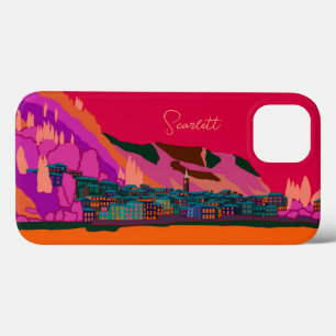 Varenna at Night Como Italy Illustration Travel iPhone 13 Case
